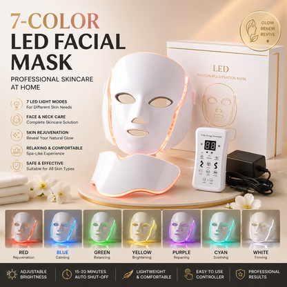 7-Color LED Facial Mask – Photon Light Therapy Face & Neck Skincare Device