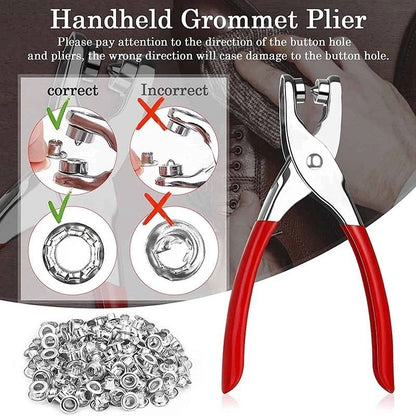 Hand Press Grommet Eyelet Plier Set
