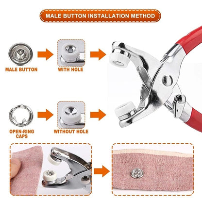 Hand Press Grommet Eyelet Plier Set