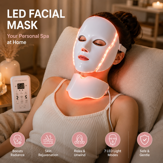 7-Color LED Facial Mask – Photon Light Therapy Face & Neck Skincare Device