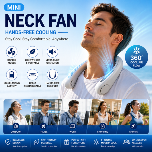 Mini Neck Fan – Portable Bladeless Rechargeable Cooling Fan